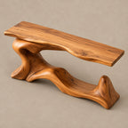 Live Edge Wave Base Console Table With Low Display Ledge For Entryway