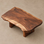 Minimalist Live Edge Coffee Table With Block Leg Base For Living Room