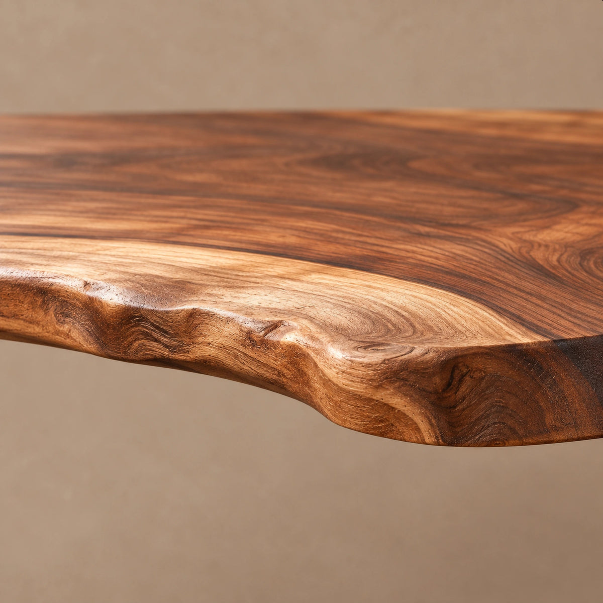Minimalist Live Edge Coffee Table With Block Leg Base For Living Room