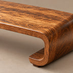 Minimalist Wooden Coffee Table With Curled Scroll Legs For Living Room