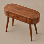 Mid Century Curved Wood Console Table With Drawer For Entryway