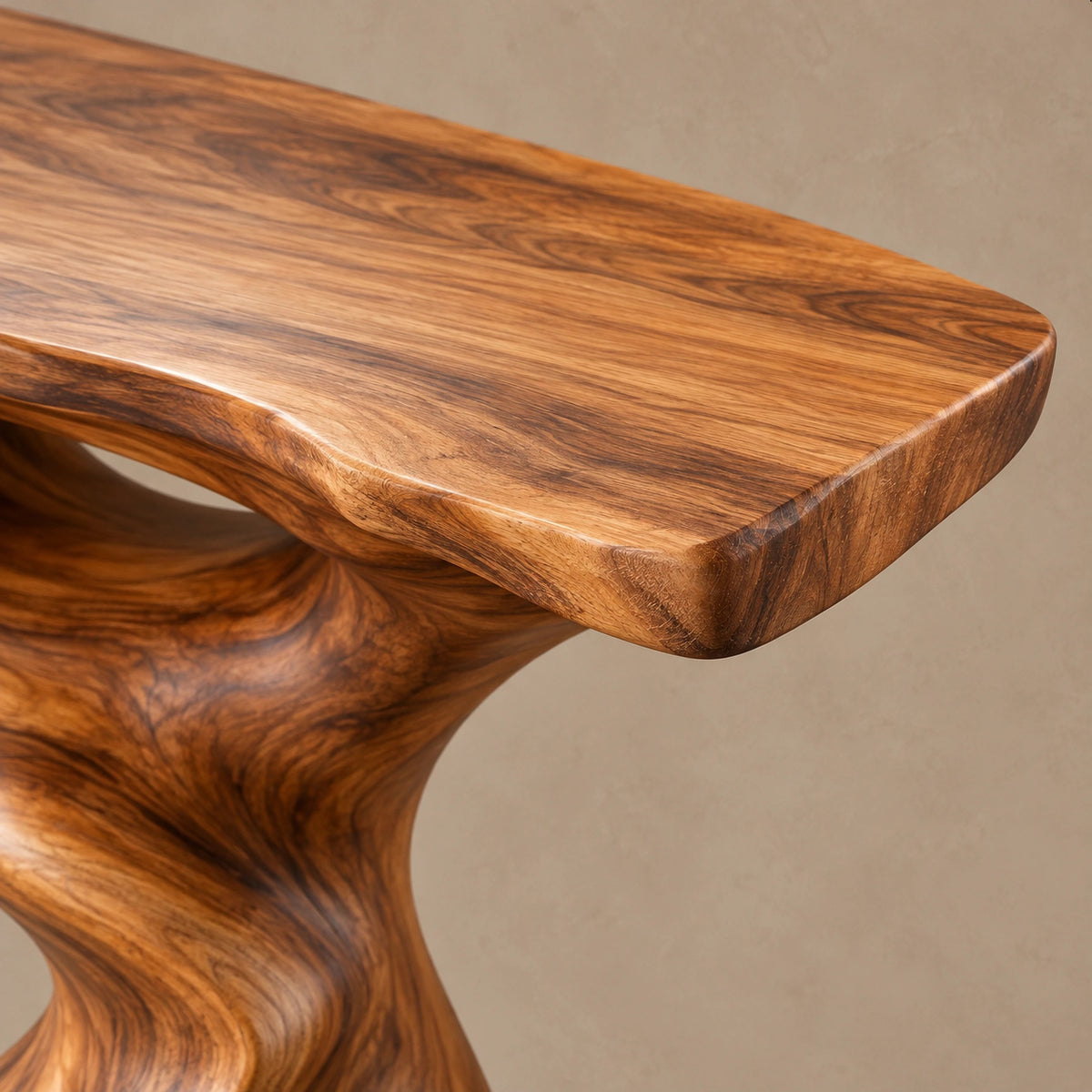 Mid Century Console Table With Twisting Pedestal Base For Living Room