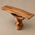 Mid Century Console Table With Twisting Pedestal Base For Living Room