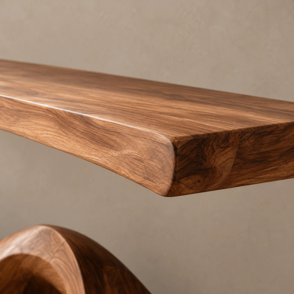 Mid Century Sculptural Console Table With Flowing Wave Base For Foyer