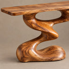 Mid Century Sculptural Console Table With S Curve Pedestal For Entryway