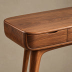 Mid Century Slim Wood Console Table With 2 Drawers For Hallway