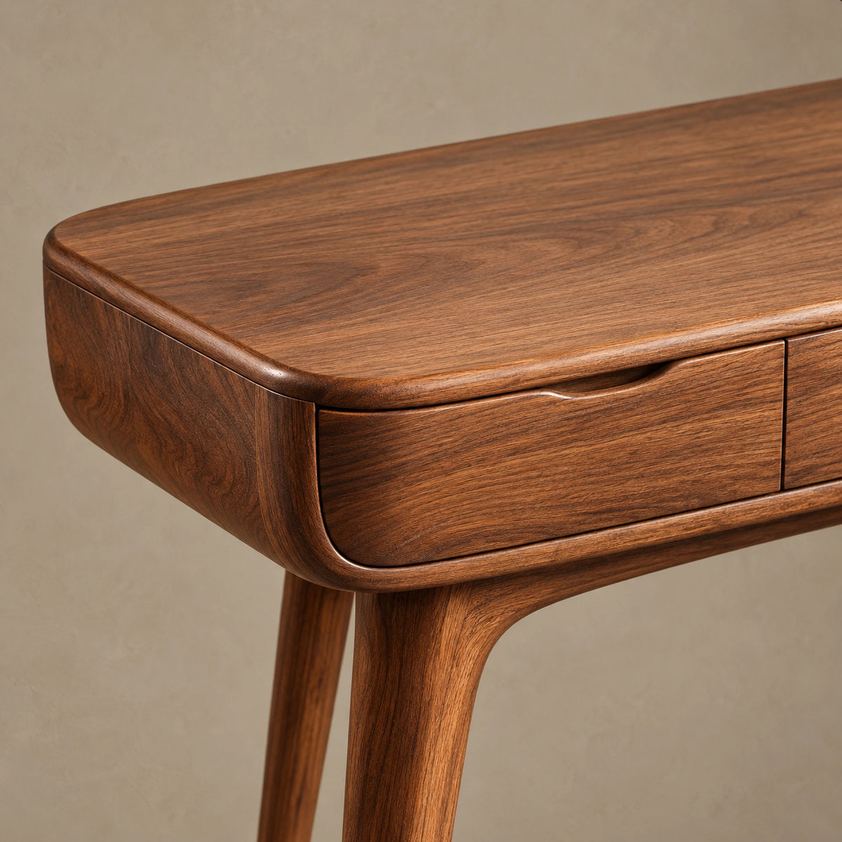 Mid Century Slim Wood Console Table With 2 Drawers For Hallway