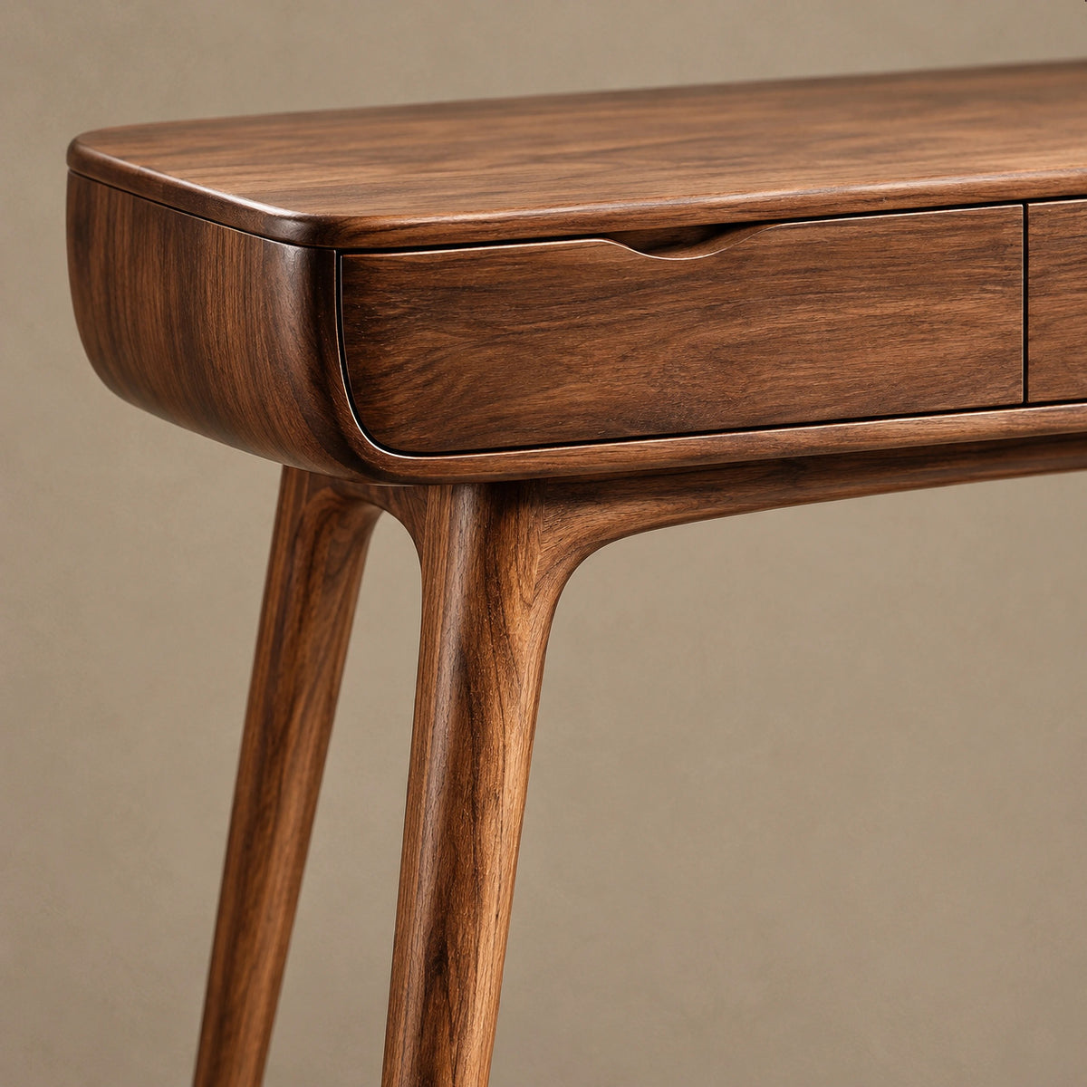 Mid Century Slim Wood Console Table With 2 Drawers For Hallway