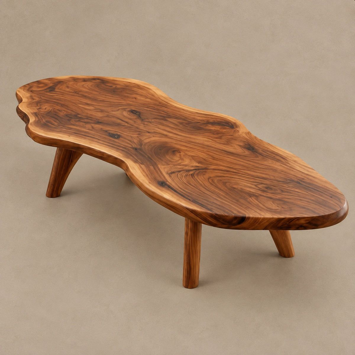 Minimalist Freeform Live Edge Coffee Table With Splayed Legs For Living Room