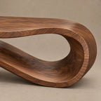 Minimalist Ribbon Wood Coffee Table With Undulating Base For Living Room