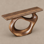 Minimalist Sculptural Console Table With Oval Loop Base For Living Room