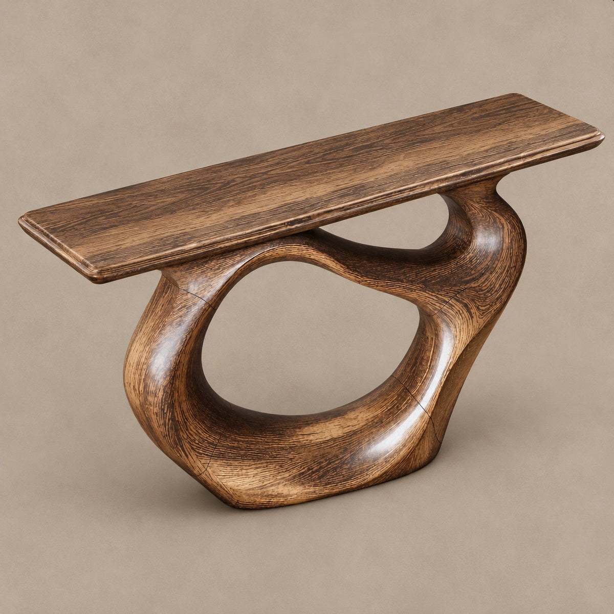 Minimalist Sculptural Console Table With Oval Loop Base For Living Room