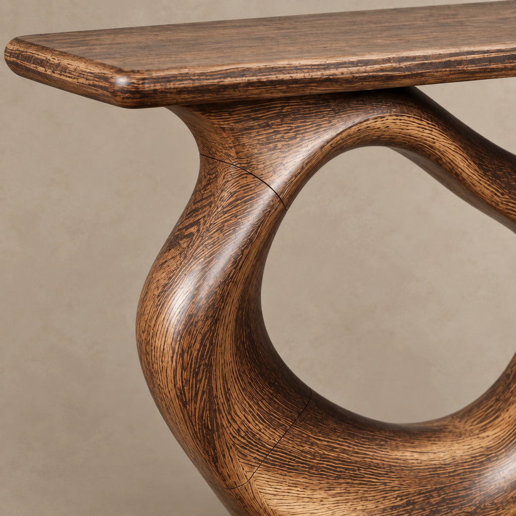 Minimalist Sculptural Console Table With Oval Loop Base For Living Room