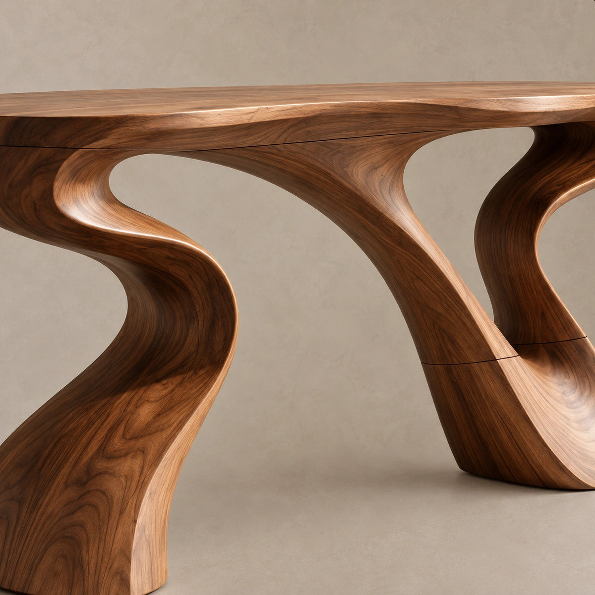 Minimalist Sculptural Console Table With Two Curved Legs For Hallway