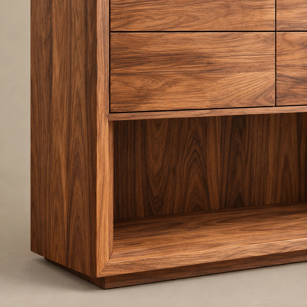 Minimalist Solid Wood Console Table With 6 Drawers For Entryway