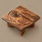 Minimalist Square Coffee Table With Carved Ripple Top For Living Room