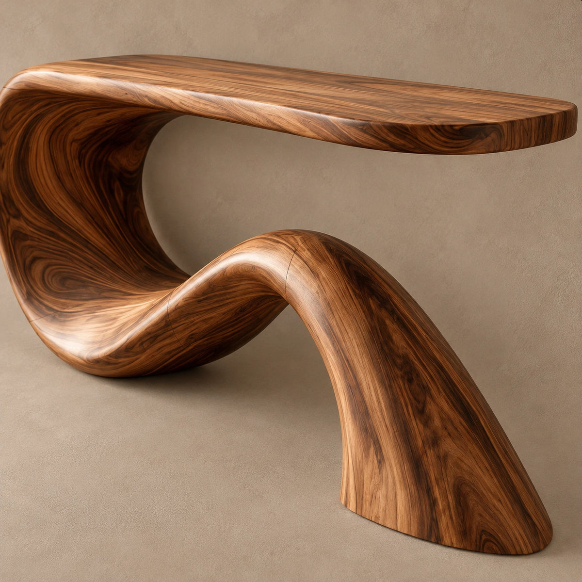 Minimalist Wave Base Console Table With Floating Top For Entryway