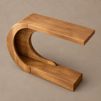 Modern Curved Wood Console Table With Arched Display Shelf For Entryway