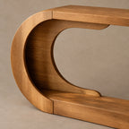 Modern Curved Wood Console Table With Arched Display Shelf For Entryway