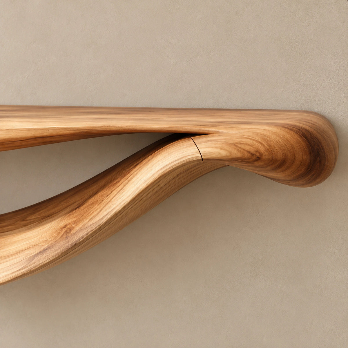 Modern Floating Console Table With Sculpted Wave Profile For Living Room