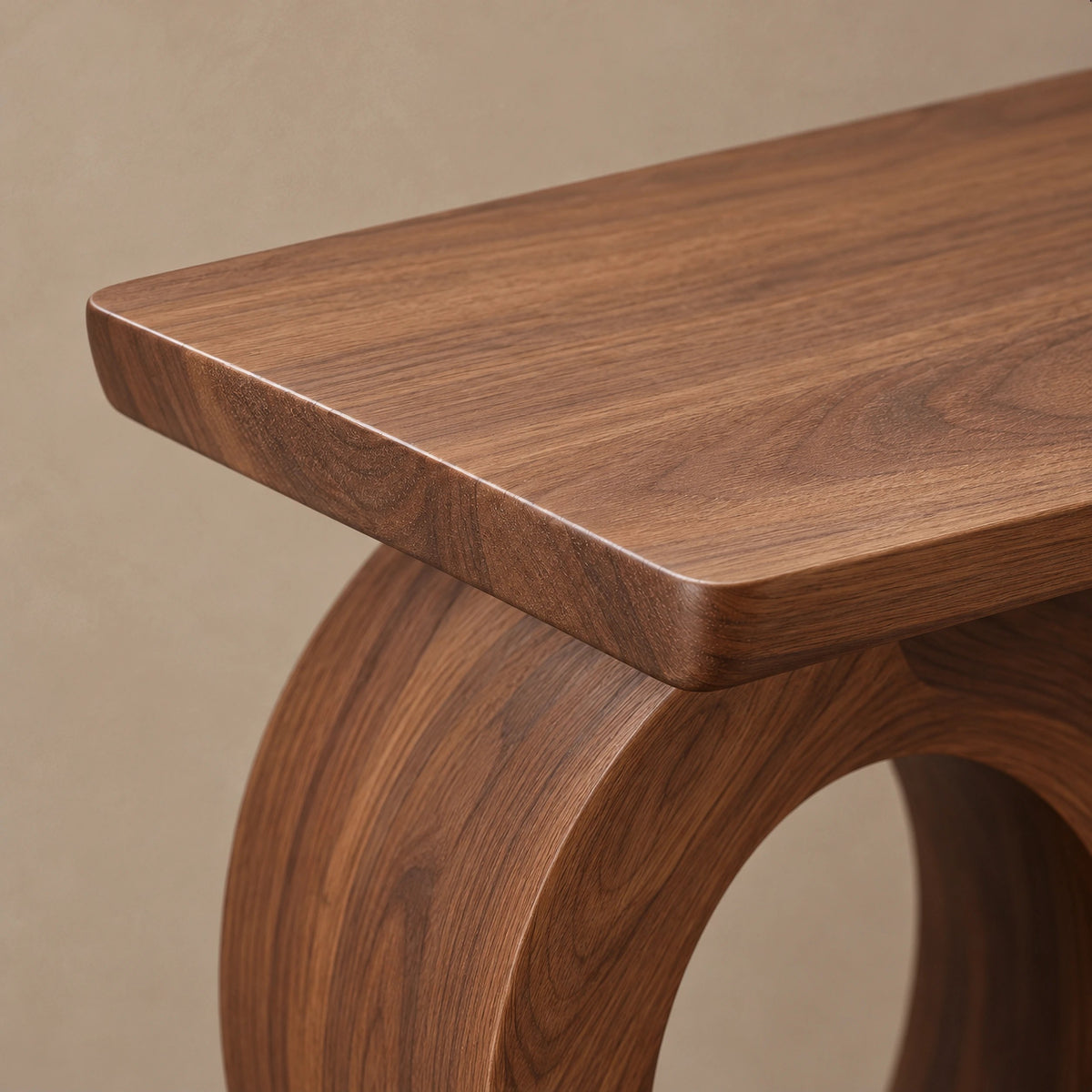 Modern Flowing Wood Console Table With Loop Base For Entryway
