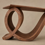 Modern Flowing Wood Console Table With Loop Base For Entryway