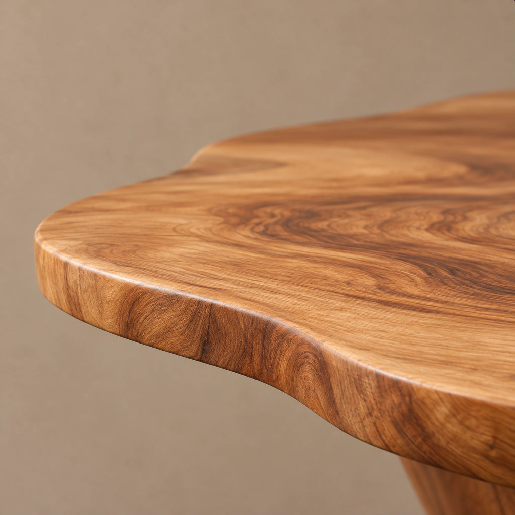 Modern Freeform Wooden Coffee Table With Two Sculpted Legs For Living Room