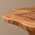 Modern Freeform Wooden Coffee Table With Two Sculpted Legs For Living Room