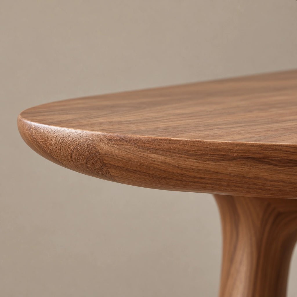 Modern Pedestal Console Table With Oval Cutout Base For Entryway