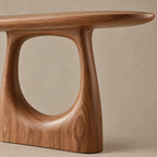 Modern Pedestal Console Table With Oval Cutout Base For Entryway