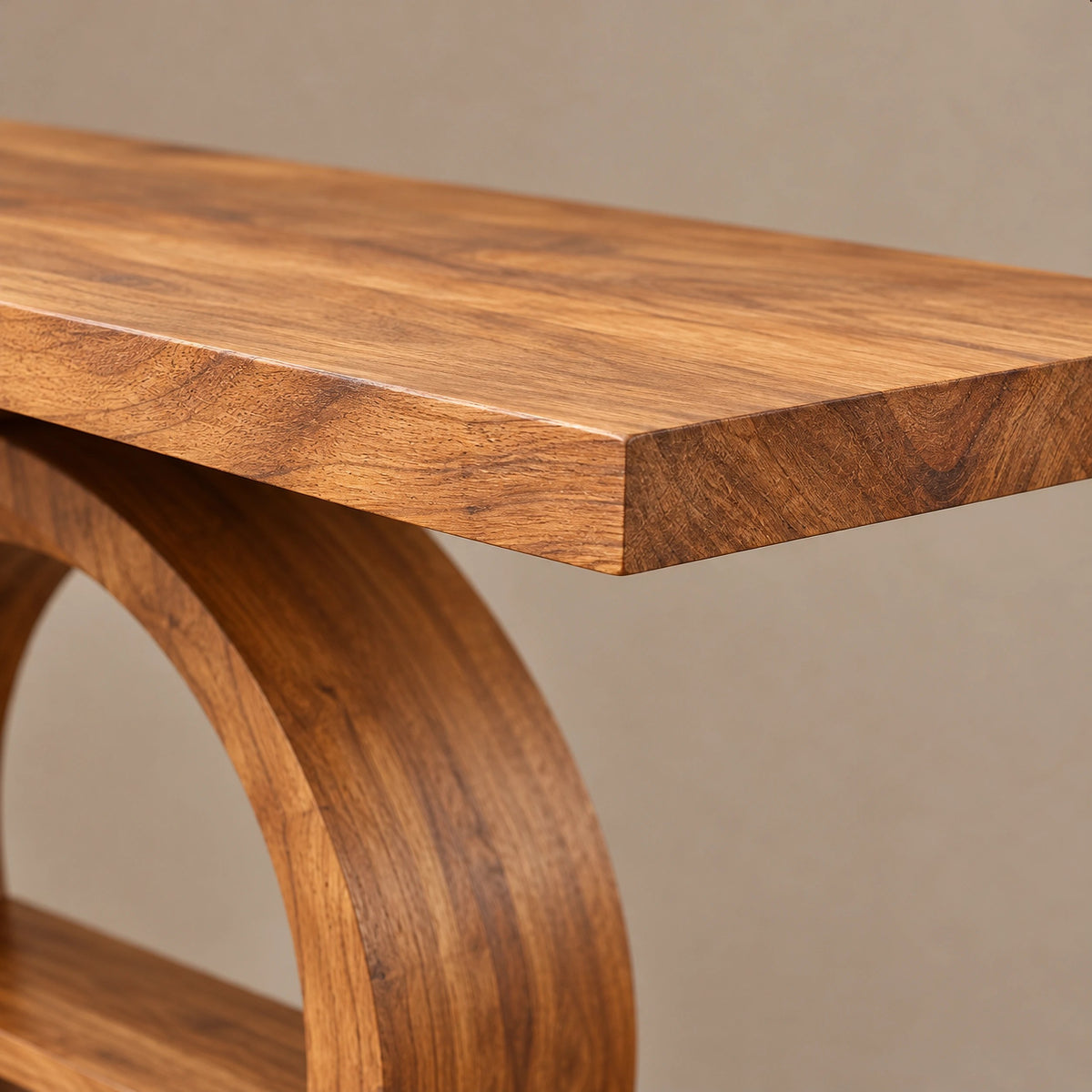 Modern Ring Pedestal Console Table With Open Shelf Nook For Entryway