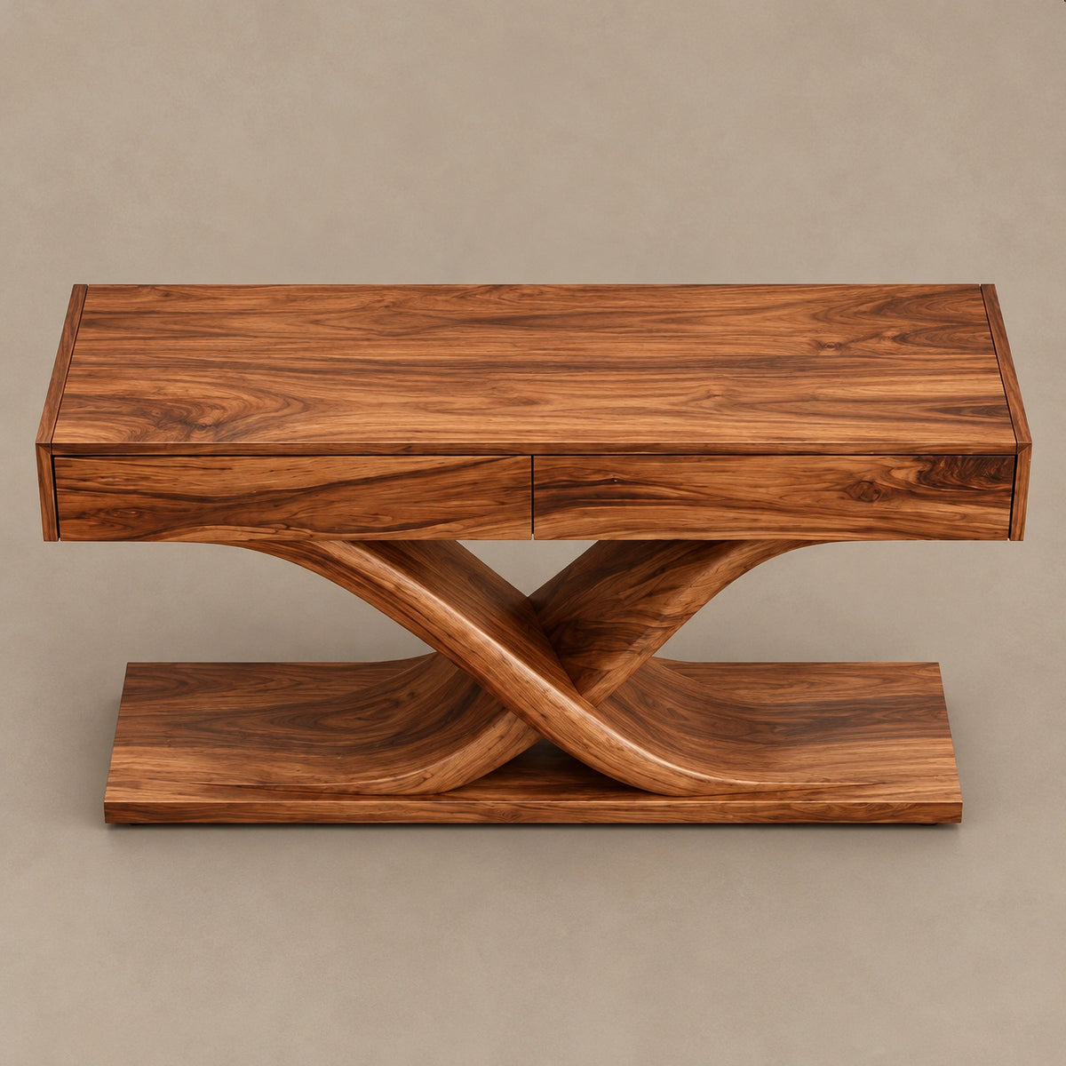 Modern Solid Wood Console Table With Crossed Curved Legs For Living Room