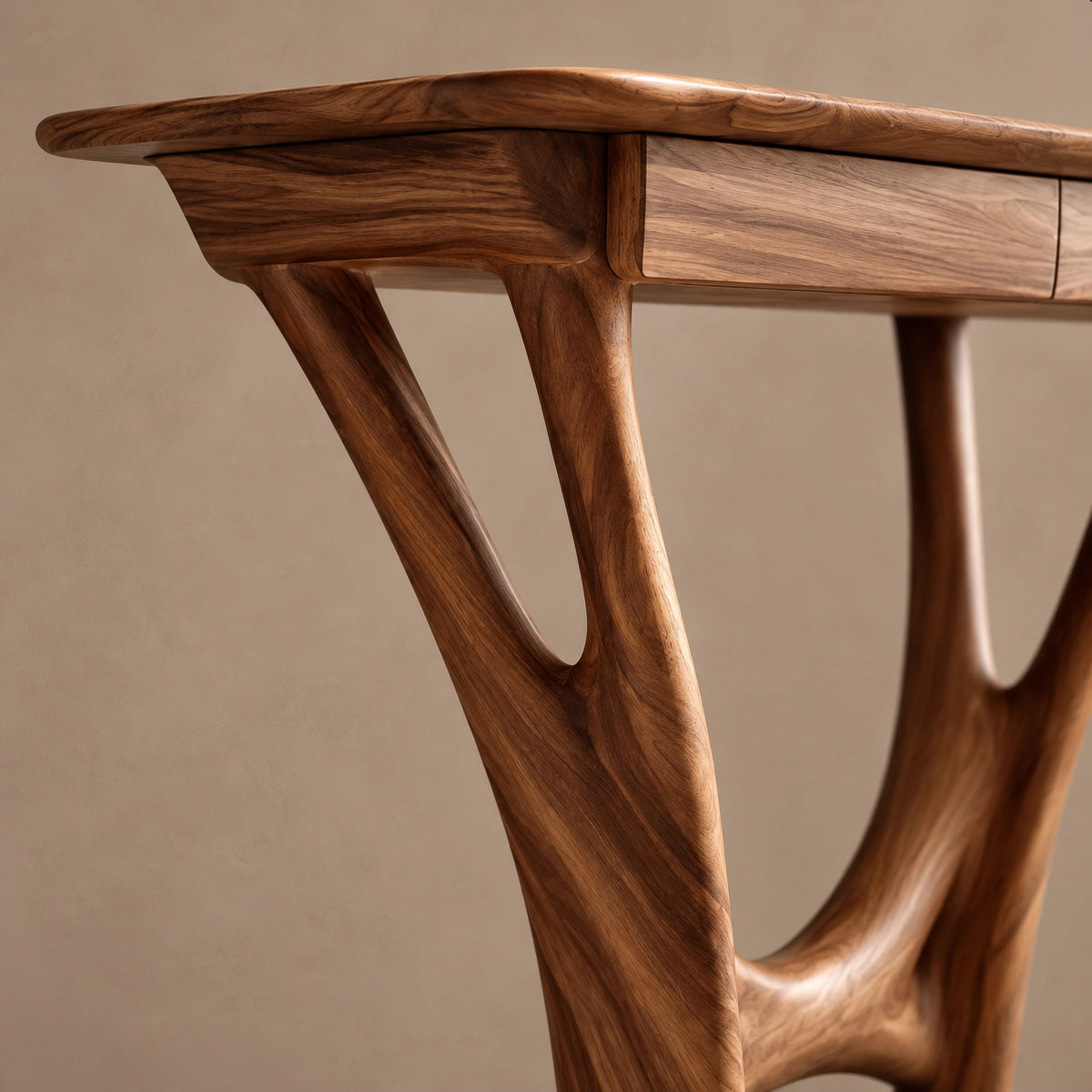 Modern Solid Wood Console Table With Curved Y Base For Hallway