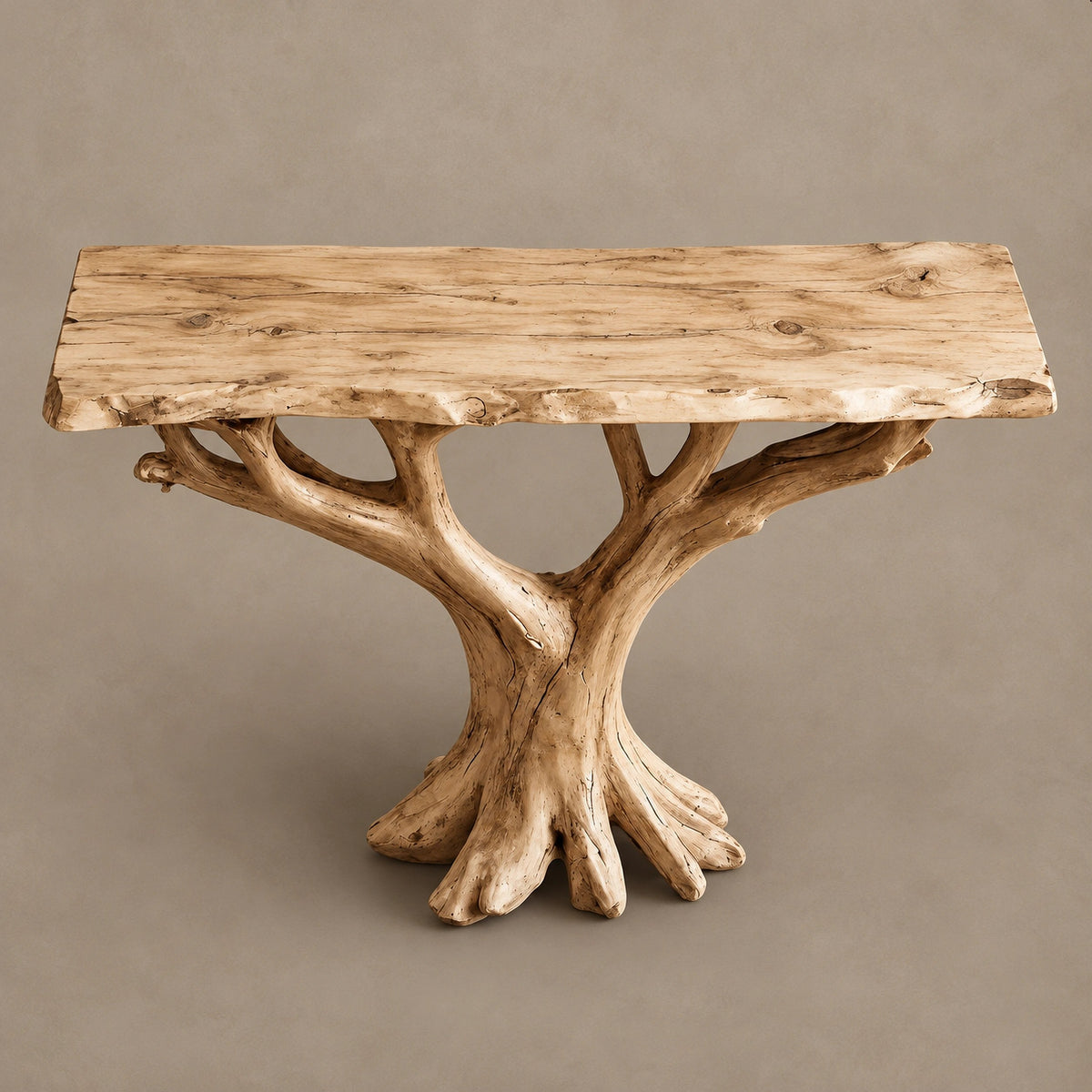 Modern Tree Root Console Table With Flat Cut Top For Hallway