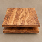 Modern Two Tier Solid Wood Coffee Table With Open Lower Deck For Living Room