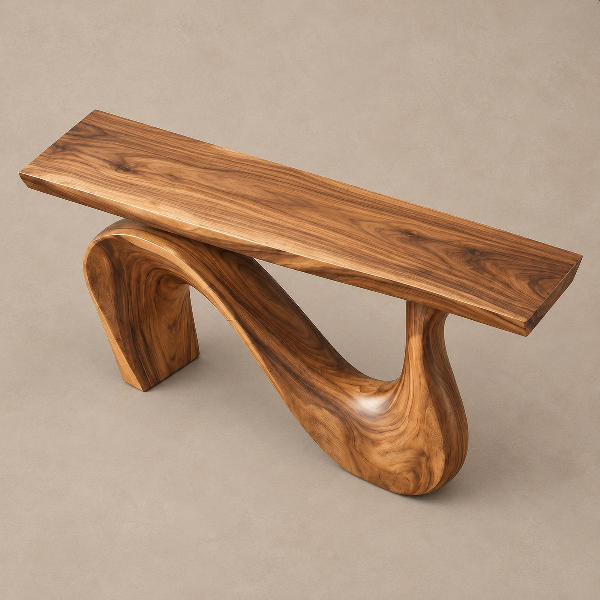 Modern Wave Base Console Table With Flowing Ribbon Leg For Entryway