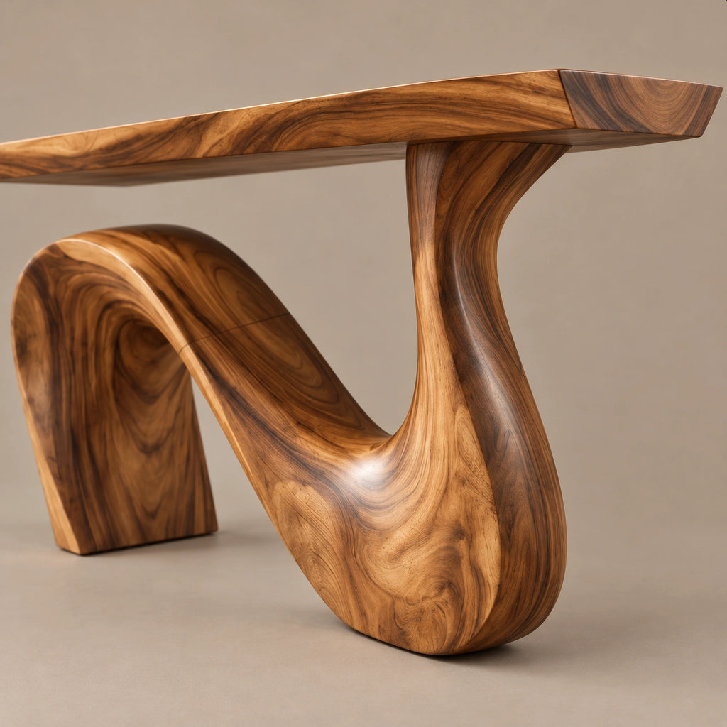 Modern Wave Base Console Table With Flowing Ribbon Leg For Entryway