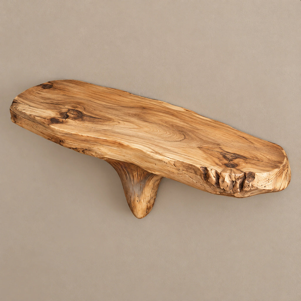 Sculptural Floating Wall Shelf With Mushroom Cap Design For Living Room