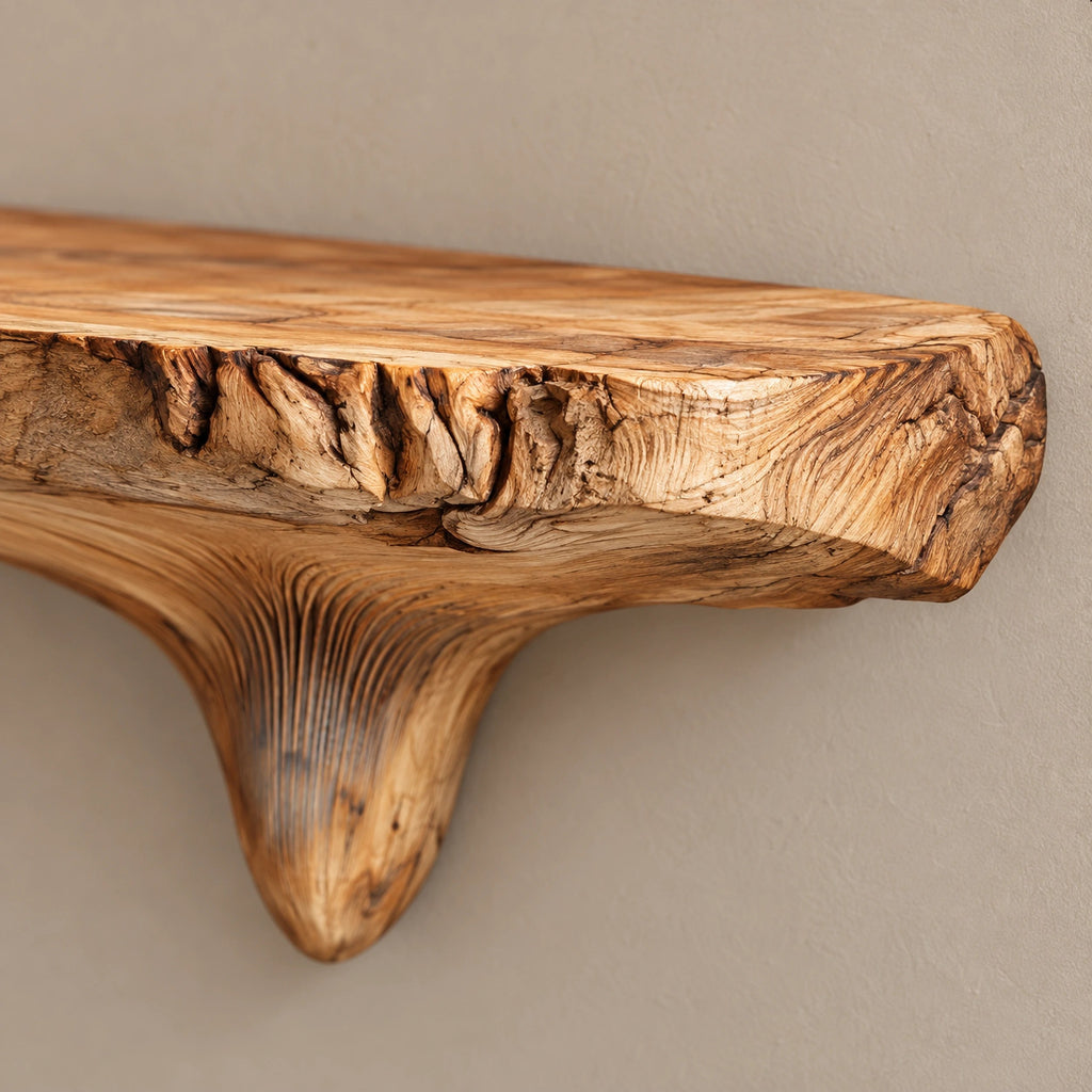 Sculptural Floating Wall Shelf With Mushroom Cap Design For Living Room