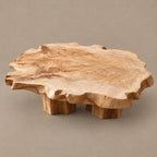 Natural Raw Edge Solid Wood Coffee Table With Chunky Block Legs For Lounge