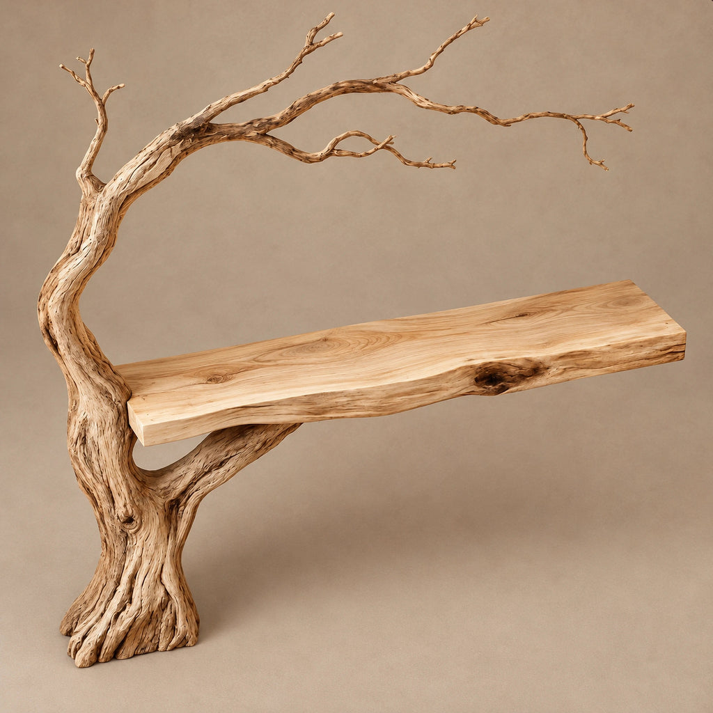 Natural Tree Trunk Console Table With Climbing Branches For Entryway