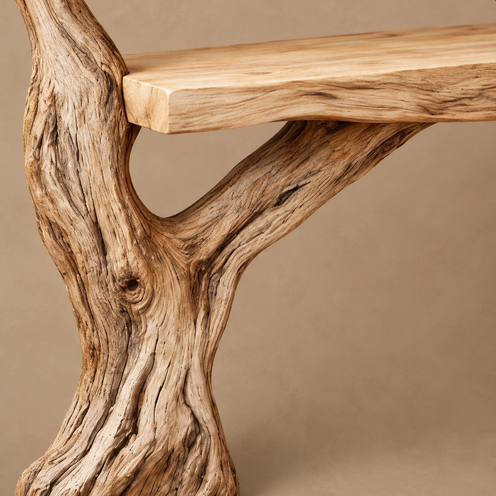 Natural Tree Trunk Console Table With Climbing Branches For Entryway