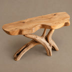 Natural Wood Console Table With X Branch Base For Entryway