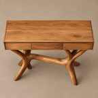 Nature Inspired Tree Branch Console Table With 3 Drawers For Entryway