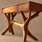 Nature Inspired Tree Branch Console Table With 3 Drawers For Entryway