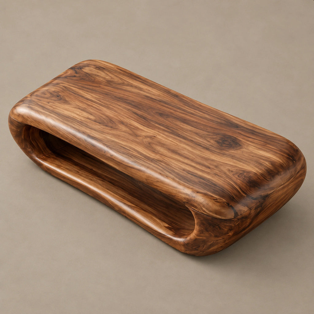 Organic Capsule Coffee Table With Open Storage Tunnel For Living Room