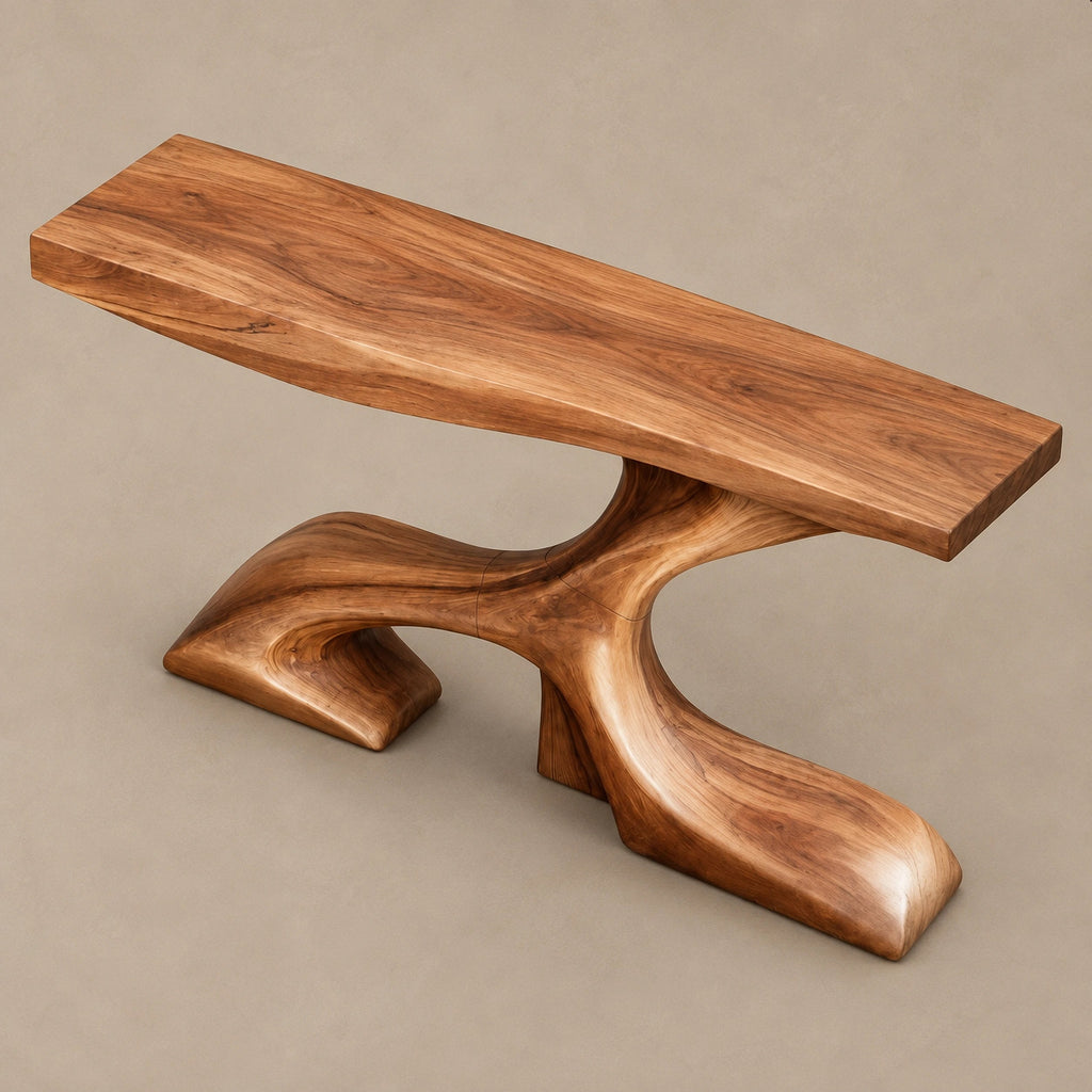 Organic Curved Console Table With Z Shaped Base For Living Room