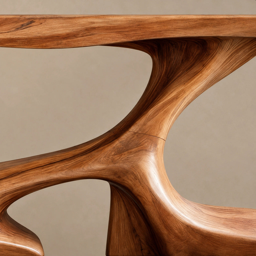 Organic Curved Console Table With Z Shaped Base For Living Room