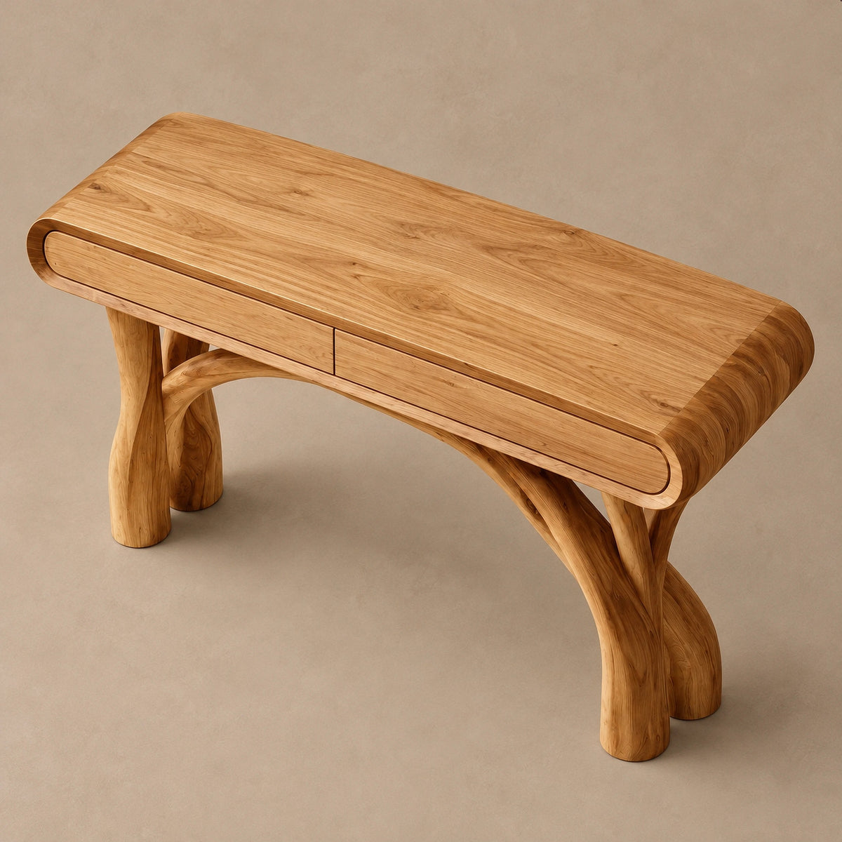 Organic Curved Wood Console Table With Arched Branch Legs For Entryway