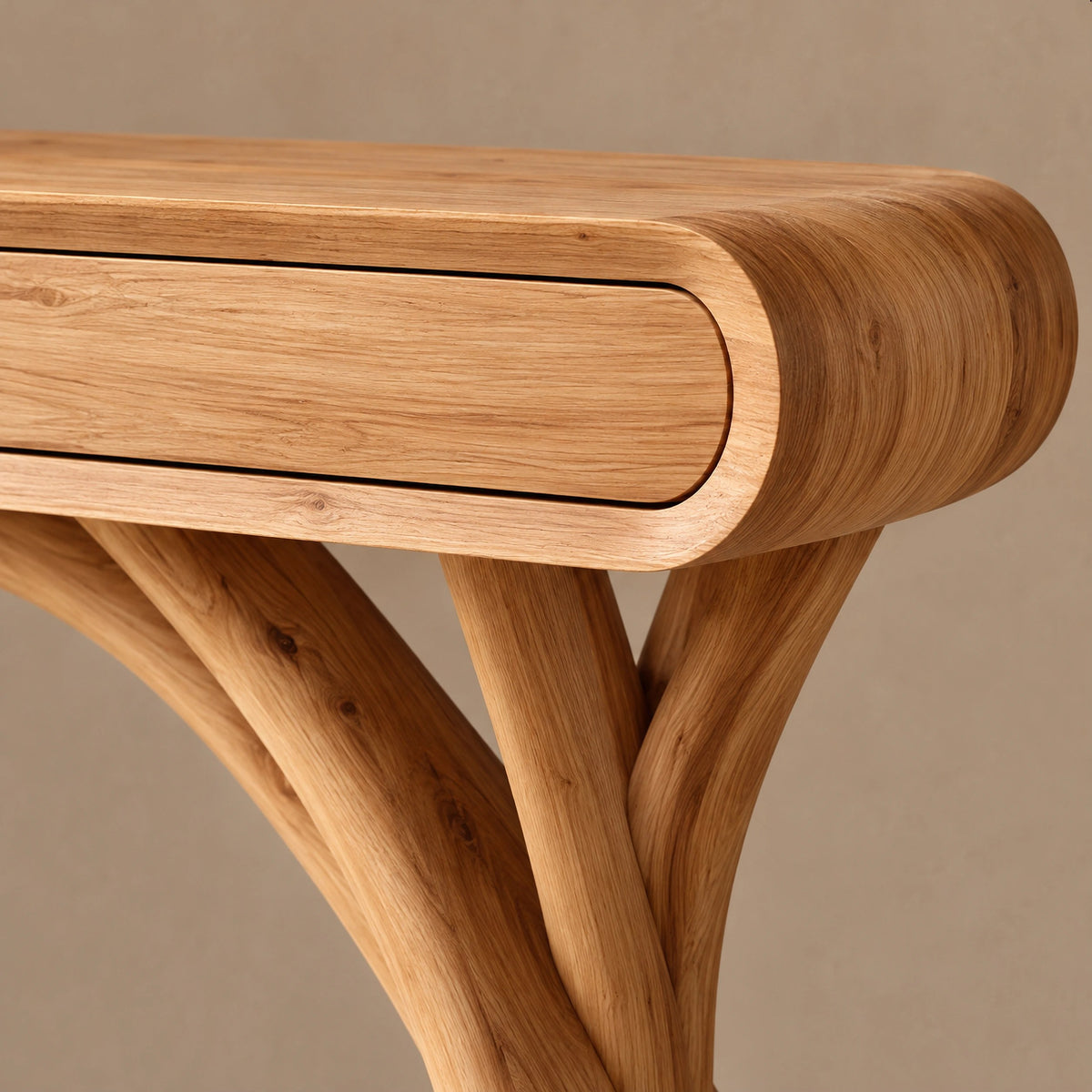 Organic Curved Wood Console Table With Arched Branch Legs For Entryway